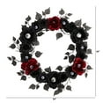 thumbnail image 2 of Nearly Natural 24in. Eyeball Rose Halloween Artificial Wreath, 2 of 4