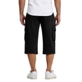 thumbnail image 5 of Dwelliawo Long Cargo Shorts for Men Cargo Elastic Waist Shorts Long Multi-Pockets 3/4 Pants Lightweight Hiking Capri Below Knee Pants Black L, 5 of 7