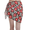 thumbnail image 2 of Kll Red Floral Print Women'S Sarong Coverups Short Bathing Suit Wrap Skirt Beach Wrap Swimsuit Cover Ups, 2 of 7