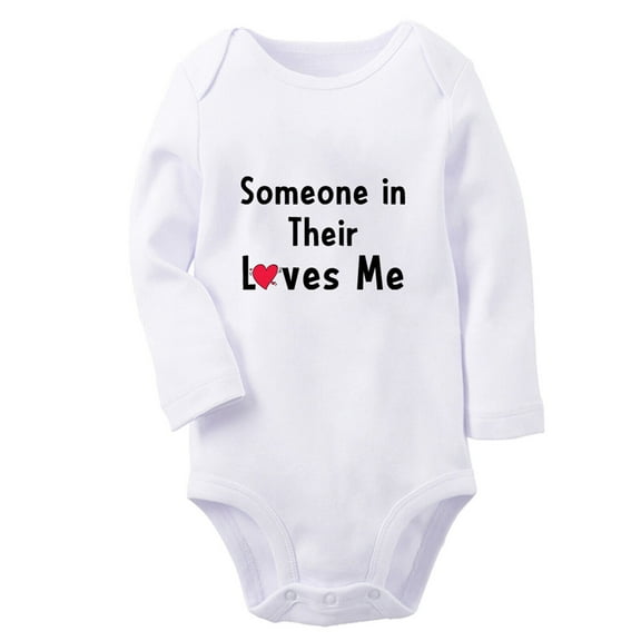 Someone In Their Loves Me Funny Rompers, Newborn Baby Unisex Bodysuits, Infant Jumpsuits, Toddler 0-12 Months Kids Long Sleeves Oufits (White, 6-12 Months)