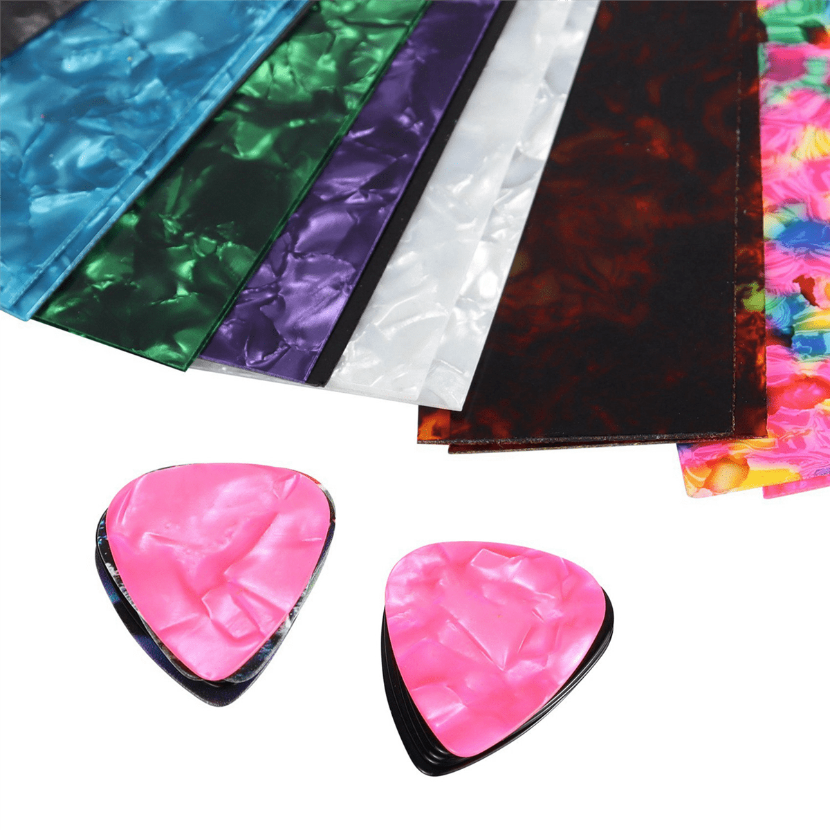 2X DIY Guitar Pick Punch Sheets Musicians Celluloid Guitar Pick Strips Three Thickness By 0.46/0.71/0.96cm Random Color
