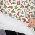 thumbnail image 3 of Oversized Wearable Blanket Hoodie,Green and Red Christmas Pattern Sherpa Blanket Hoodie with Super Pockets,Super Warm Fuzzy Pullover for Women & Men, 3 of 6