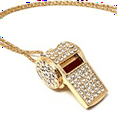 thumbnail image 2 of Rose Red Necklace Style, Exquisite Diamond-Encrusted Referee Whistle, Cute Rhinestone Whistle, Metal Whistle, 2 of 5