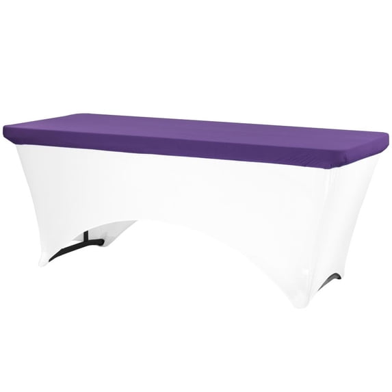 1 Pc, Spandex Table Topper/Cap 6 Ft Rectangular - Purple For Weddings, Baby Showers, Graduation Parties, Bridal Showers, Anniversary Parties, Banquets, Galas, Birthday Parties, Seminars, Catering