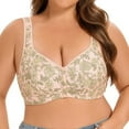 thumbnail image 4 of KHONTS Plus Size Push up Bras for Women Front Close Floral Printed Wireless Elegant Bra Soft Comfy High Supportive Bralettes Beige 36, 4 of 6