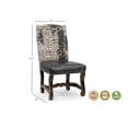 thumbnail image 2 of Set of 2 Gray and Black Dining Chairs Solid Wood with Chenille and Leather, 2 of 5