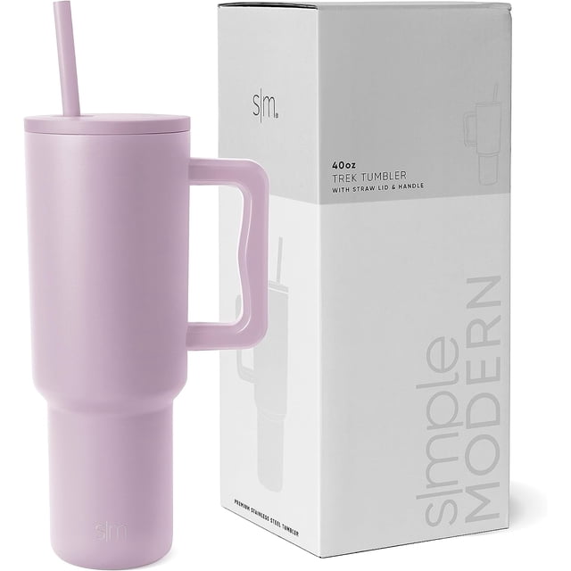 Vaso Simple Modern Trek de 1,2 L con asa y tapa con pajita