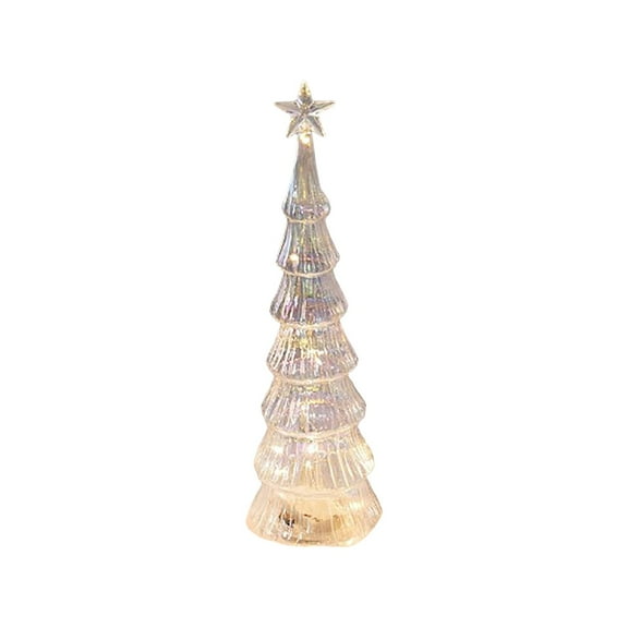ZMKIAG Glowing Glass Christmas Tree with Multicolor LED Lights, Battery-Operated Waterproof Holiday Decor for Indoor and Outdoor Use, Festive Yard, Patio, Tabletop Centerpiece for Xmas