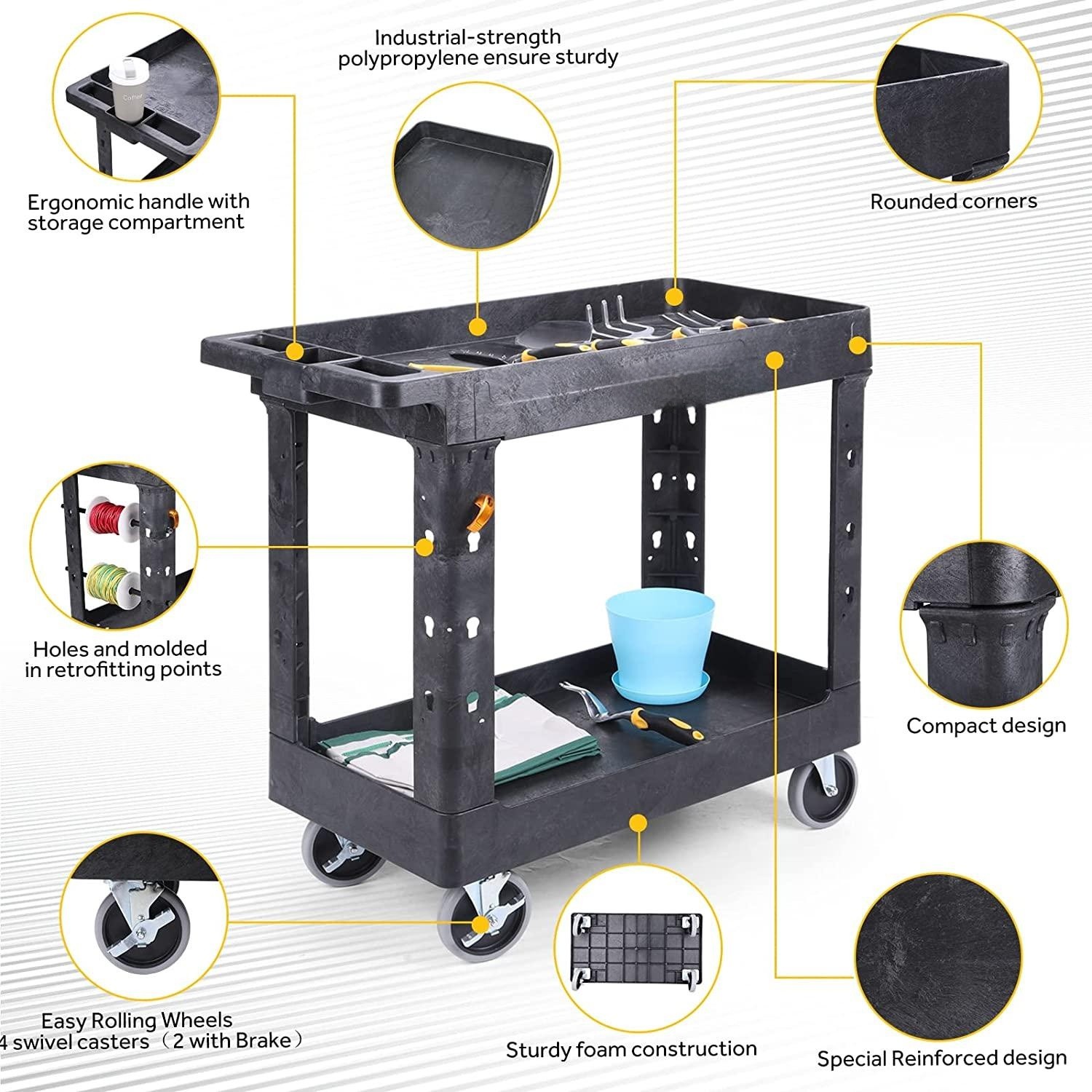 4401 Home and Office Cart, Standard Duty with ergonomic handle and 5 dia.  (12.7 cm) x 1 1/4 w Casters