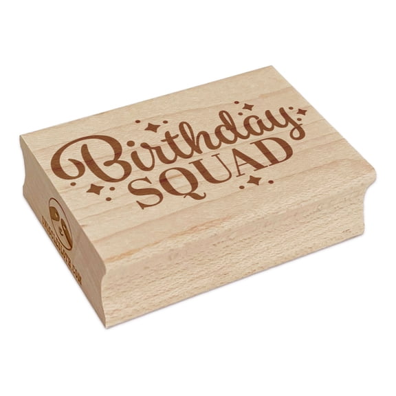Birthday Squad Celebration Stars and Dots Rectangle Rubber Stamp Stamping Scrapbooking Crafting - Small 1.7in