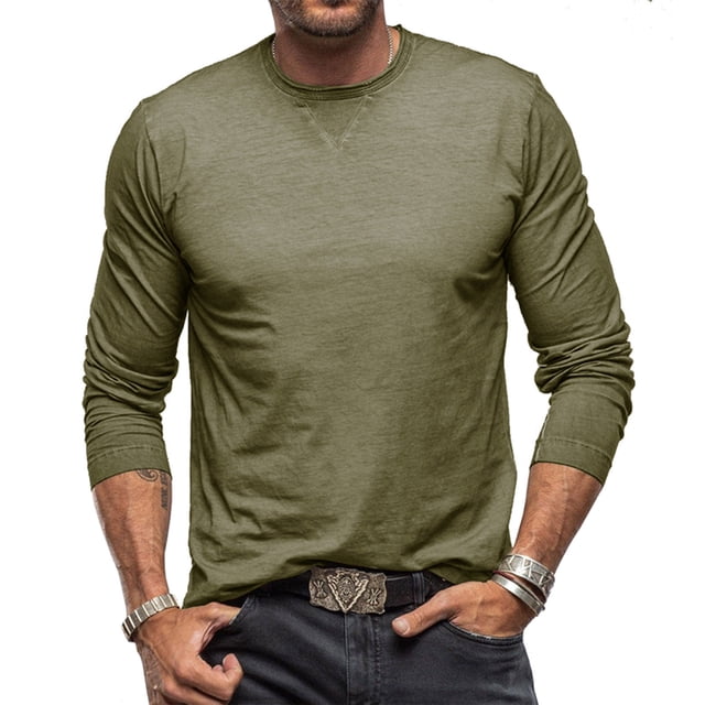 Blusas y camisas de manga larga con cuello redondo para hombre, blusas casuales de moda de alta elasticidad, blusas de manga larga, blusas transpirables, blusas para hombre