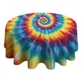 thumbnail image 4 of Colorful Tie Dye Mandala Pattern Round Tablecloth 60"x60",Wrinkle Wipeable Table Cloth for Kitchen Dining Room Picnic Patio Party, 4 of 6