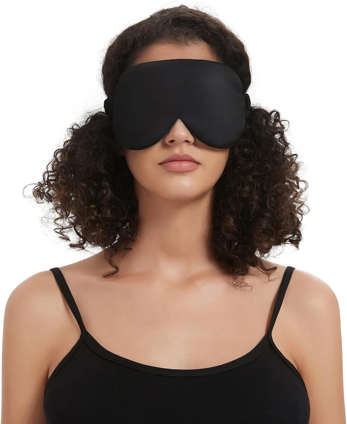 Sleep Mask with Silk-Covered Headband for Hair Care, Silk Eye Mask Comfortable Scrunchy Band Over Ears Non-Adjustable Elastic Strap (Thick, Luxury 22 Momme)