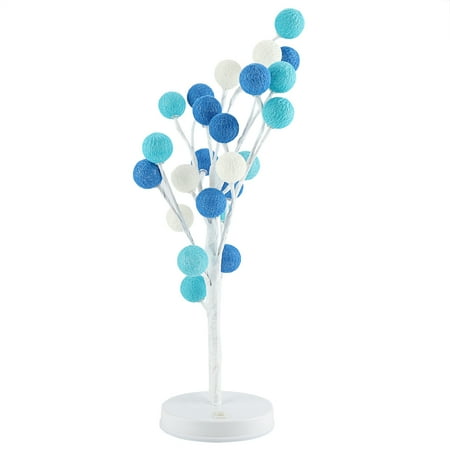 

24LED Cotton Ball Potted Tree Shape Night Light Home Room Desktop Decorative Lamp (Blue) Cccanaooolceie