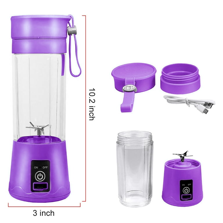 Mini Portable Blender,Smoothies Personal Blender Mini Shakes Juicer Cup USB Rechargeable with 6 blades,Purple