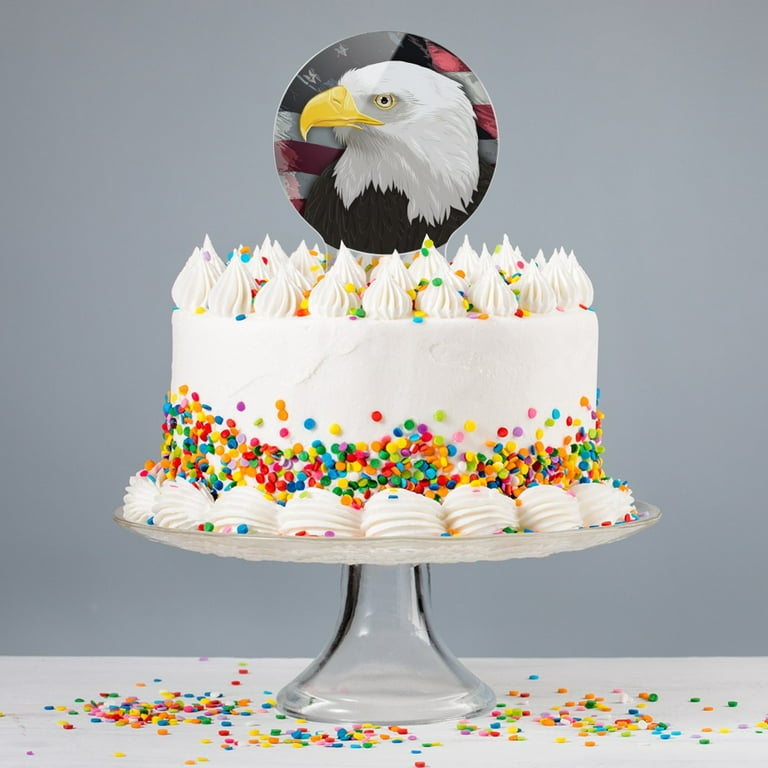 Acrylic American Bald Eagle Flag Usa Patriotic Cake Topper Party Decoration For Wedding Anniversary Birthday Graduation