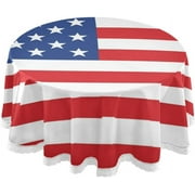SKYSONIC Independence Day Round Tablecloth 60 inch Waterproof Tablecloth Stain Resistant and Wrinkle Decorative Patio Table Cloths for Kitchen Dinning Room Party Home Garden Picnic