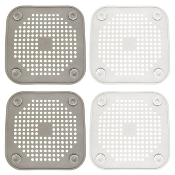 4X Square Drain Cover for Shower Drain Hair Catcher Flat Silicone Plug for Bathroom and Kitchen Filter Shower Drain