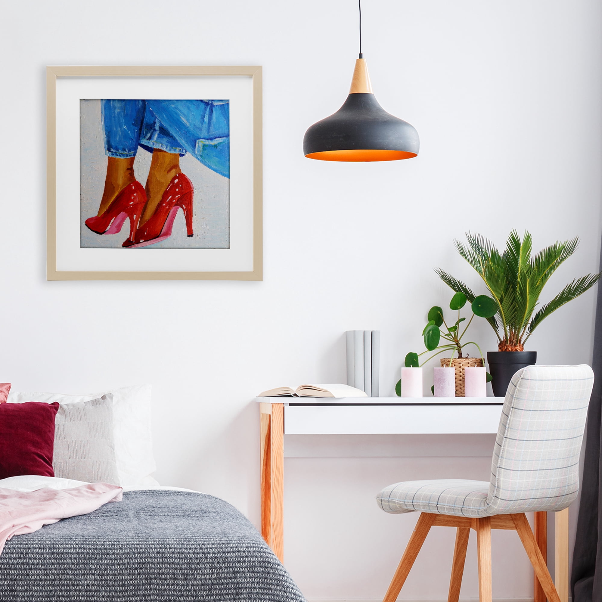 Stupell Industries Glossy Red Pumps & Jeans Birch Framed Print Under Glass, design by Violeta Vollmer