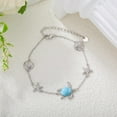 thumbnail image 2 of DVEATR Natural Larimar Turtle Bracelet for Women 925 Sterling Silver Summer Beach Bracelet Genuine Larimar Jewelry Gifts, 2 of 6