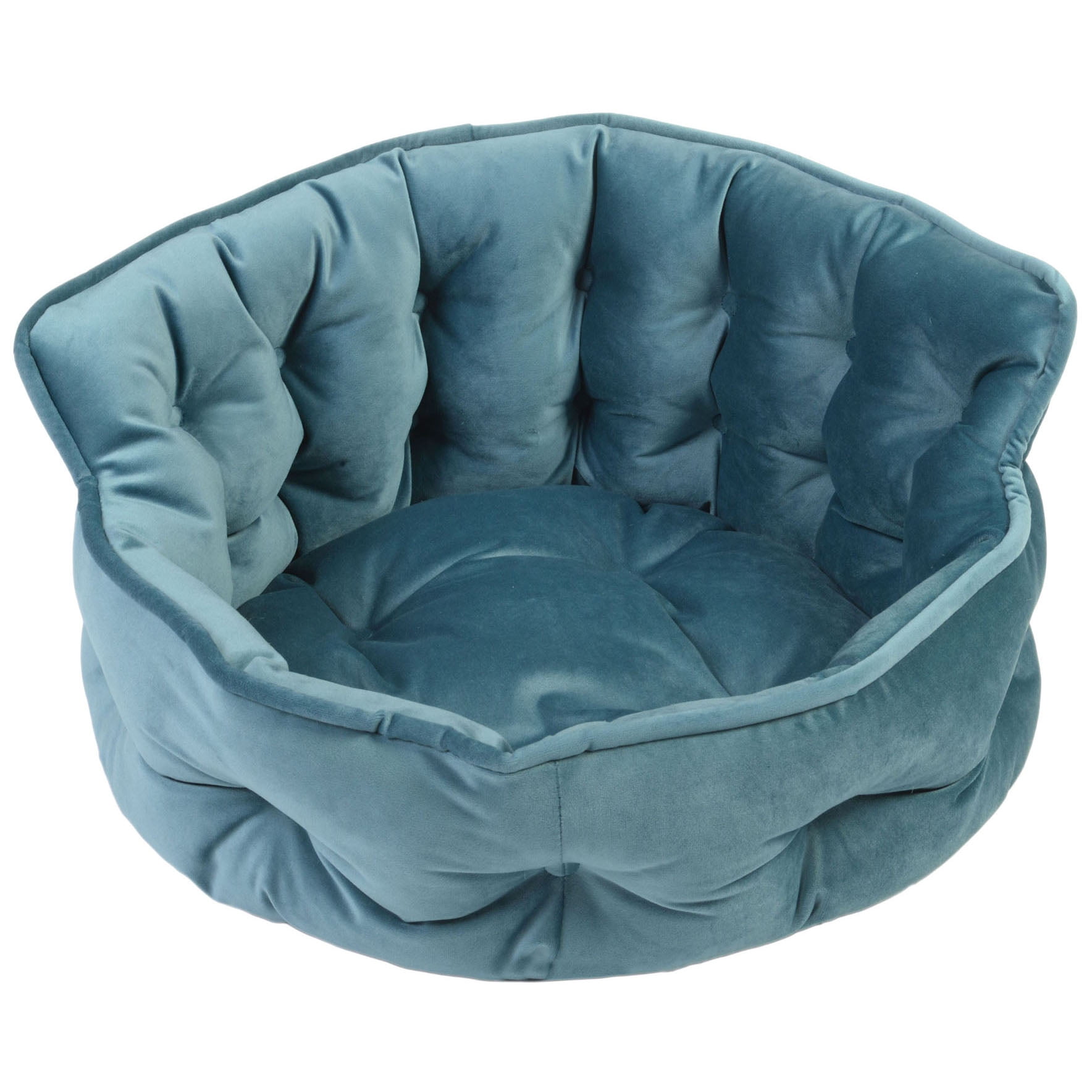 Precious Tails Ultra Plush Mini Tufted Velvet Round Cuddler Dog Cat Pet Bed - Small