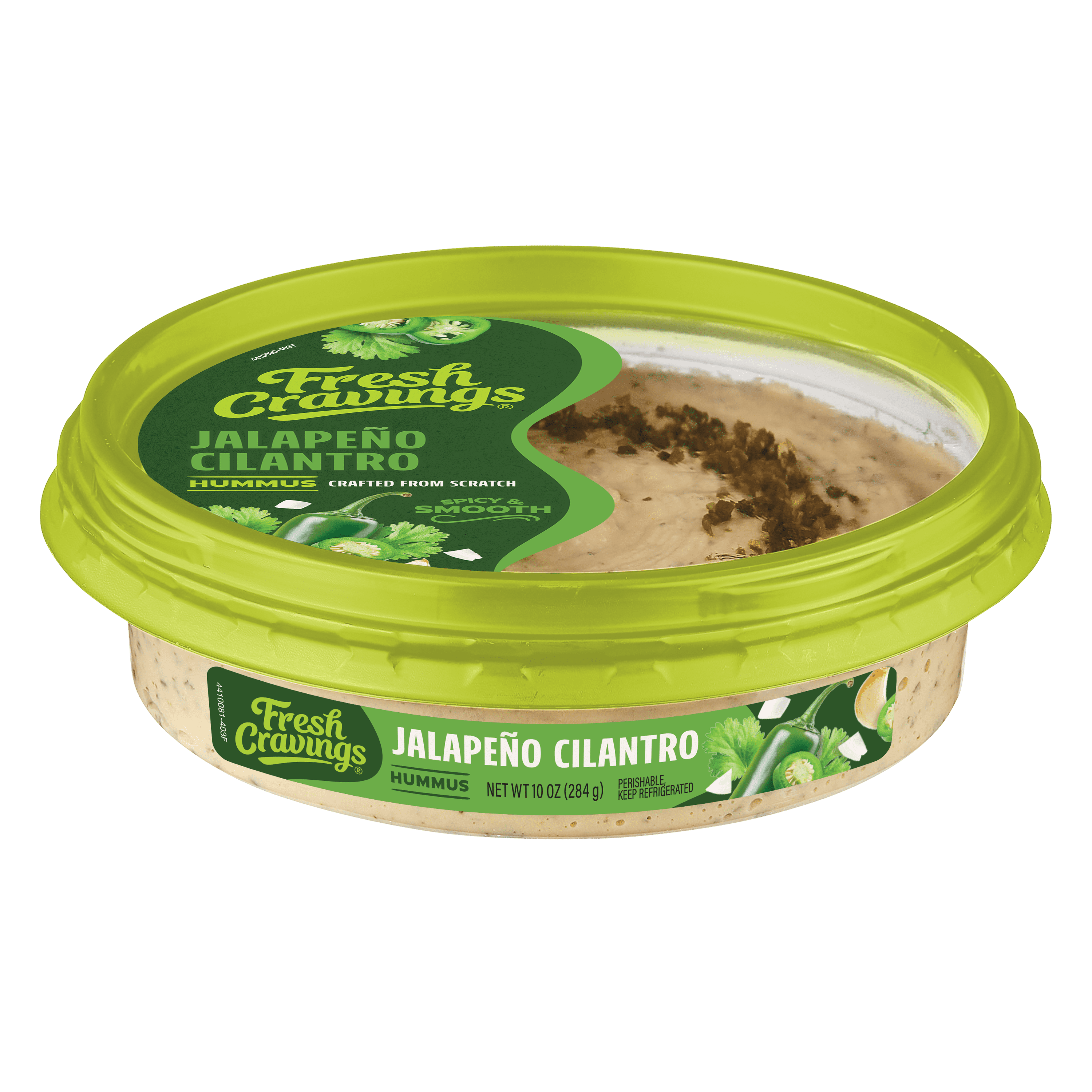 Fresh Cravings Jalapeno Cilantro Hummus,10oz. Plastic Tub, Gluten