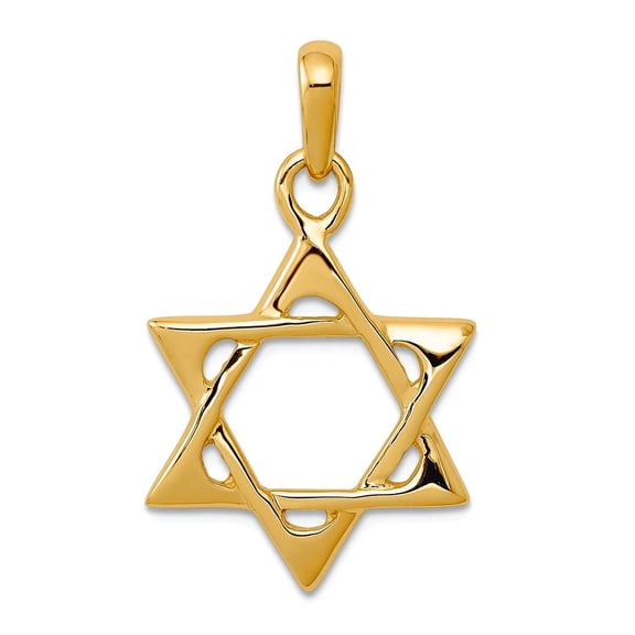 18mm 10k Solid Yellow Gold Religious Judaica Star of David Pendant Necklace Pendant for Women