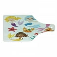 thumbnail image 1 of Underwater Cutting Board, Illustration of Colorful Mermaids and Sea Friends Cheering Joyful, Decorative Tempered Glass Cutting and Serving Board, Wine Bottle Shape, Multicolor, by Ambesonne, 1 of 1