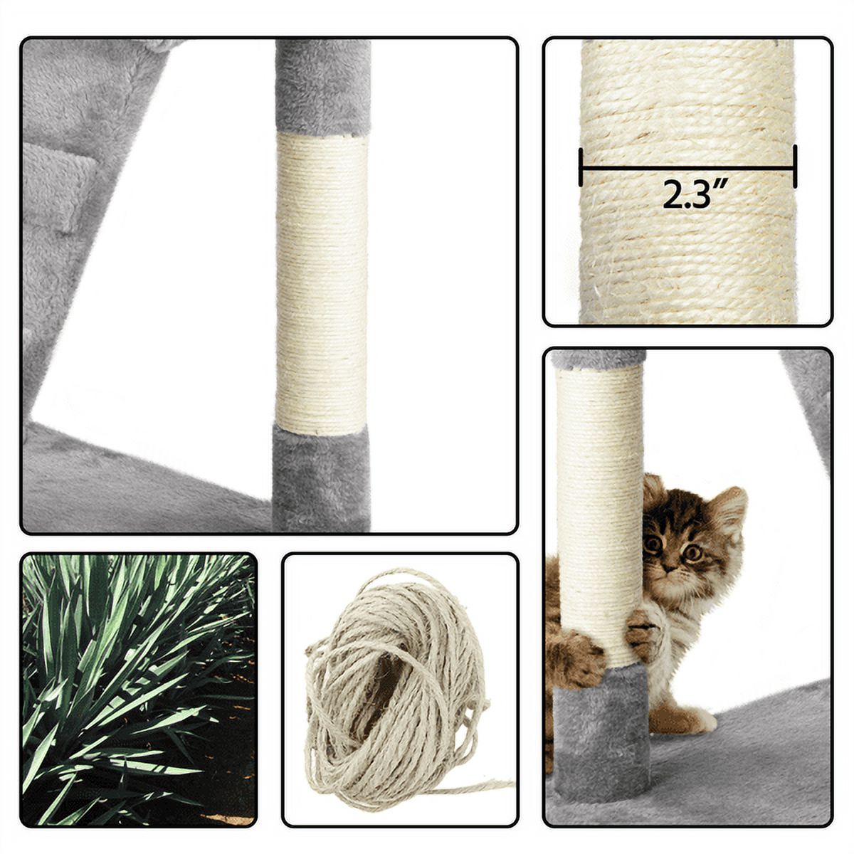 SmileMart 51" Cat Tree with Hammock and Scratching Post Tower, Light Gray - image 2 of 10