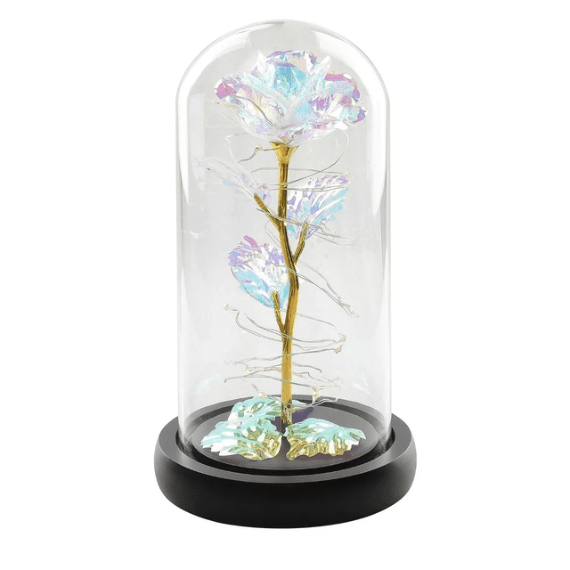Flor Rosa Eterna Luz Vidrio Botella Led