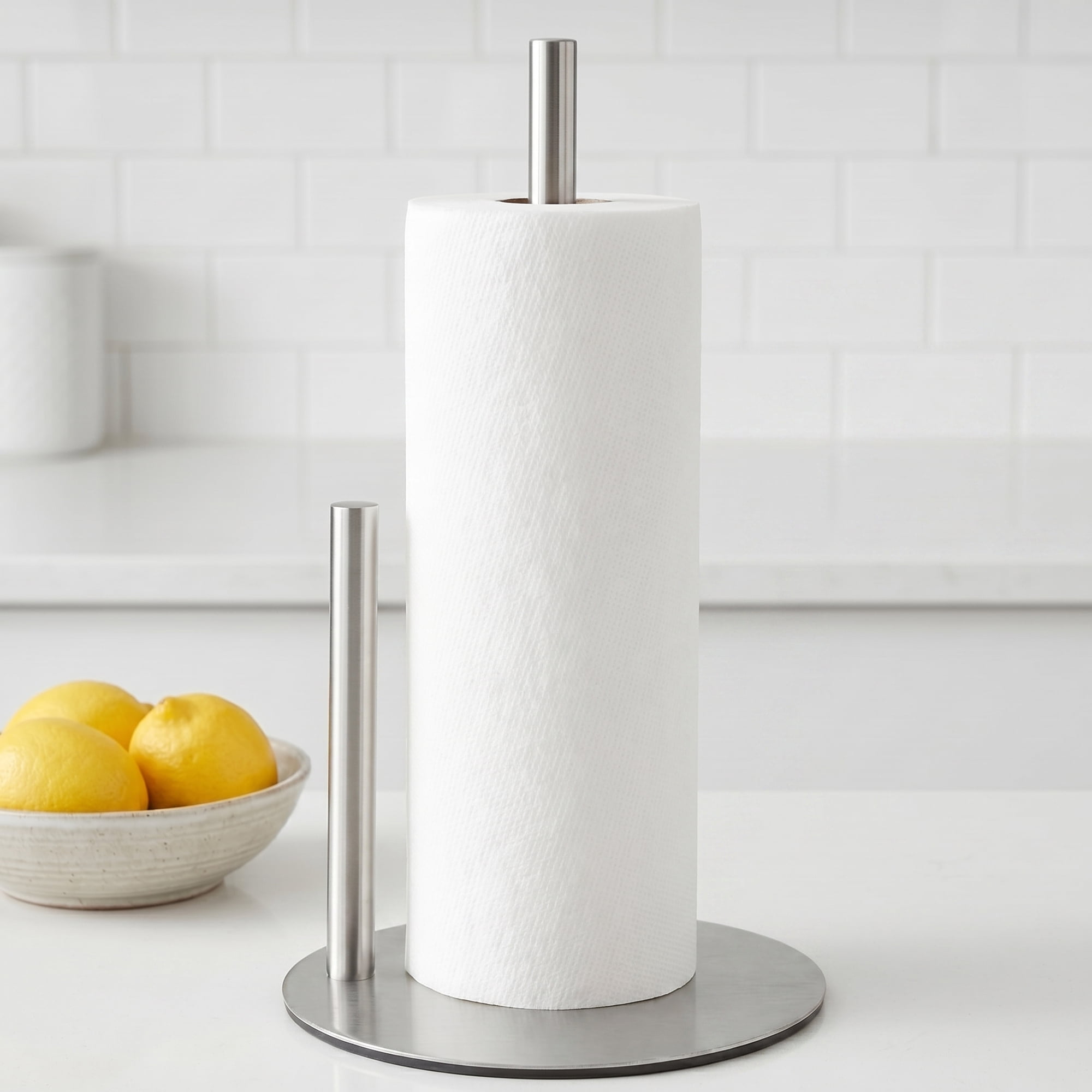 Unique Bargains Countertop Non Slip Base Dispenser Paper Towel Holder Silver 11.8x6.7inch