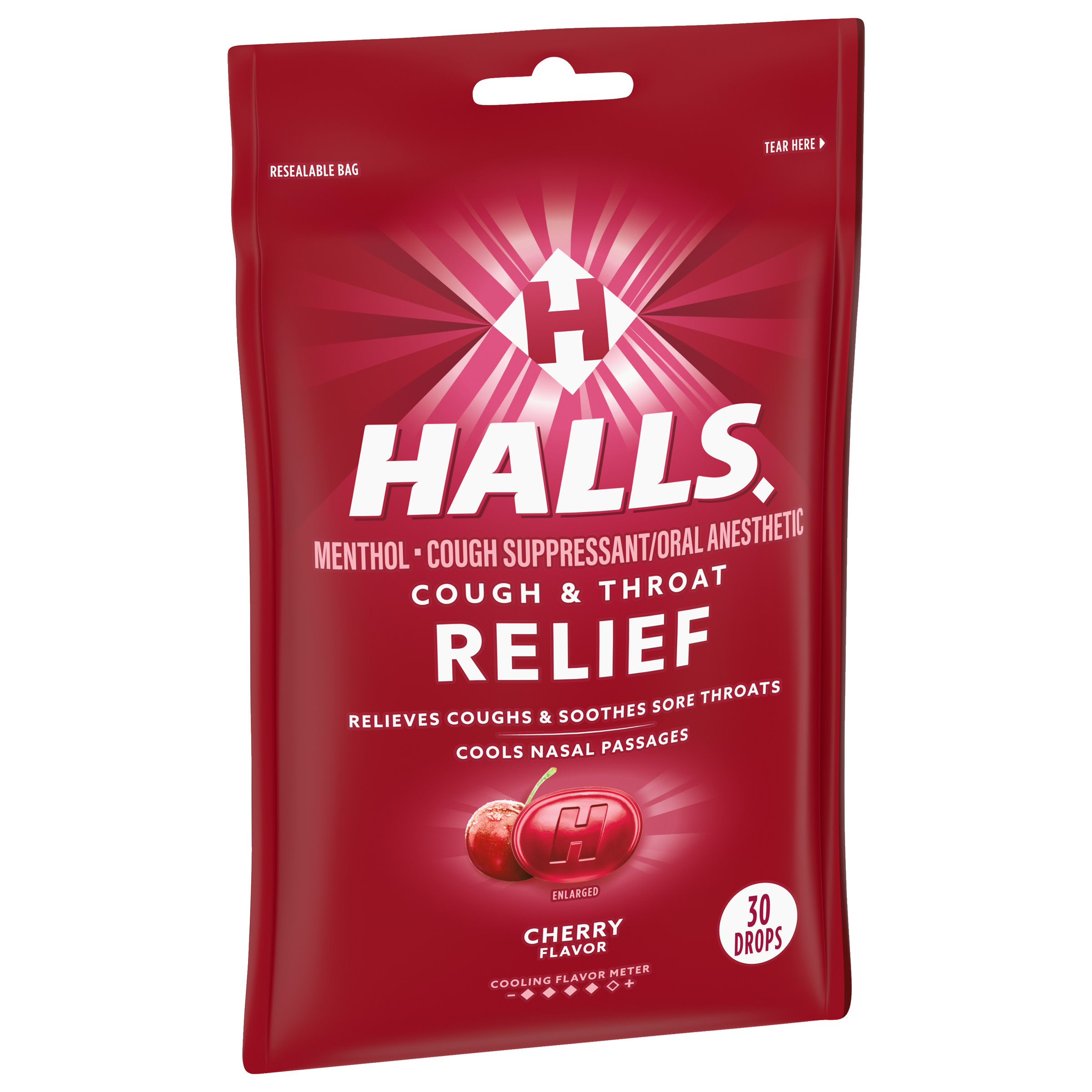 HALLS Relief Cherry Cough Drops, 30 Drops - image 2 of 12