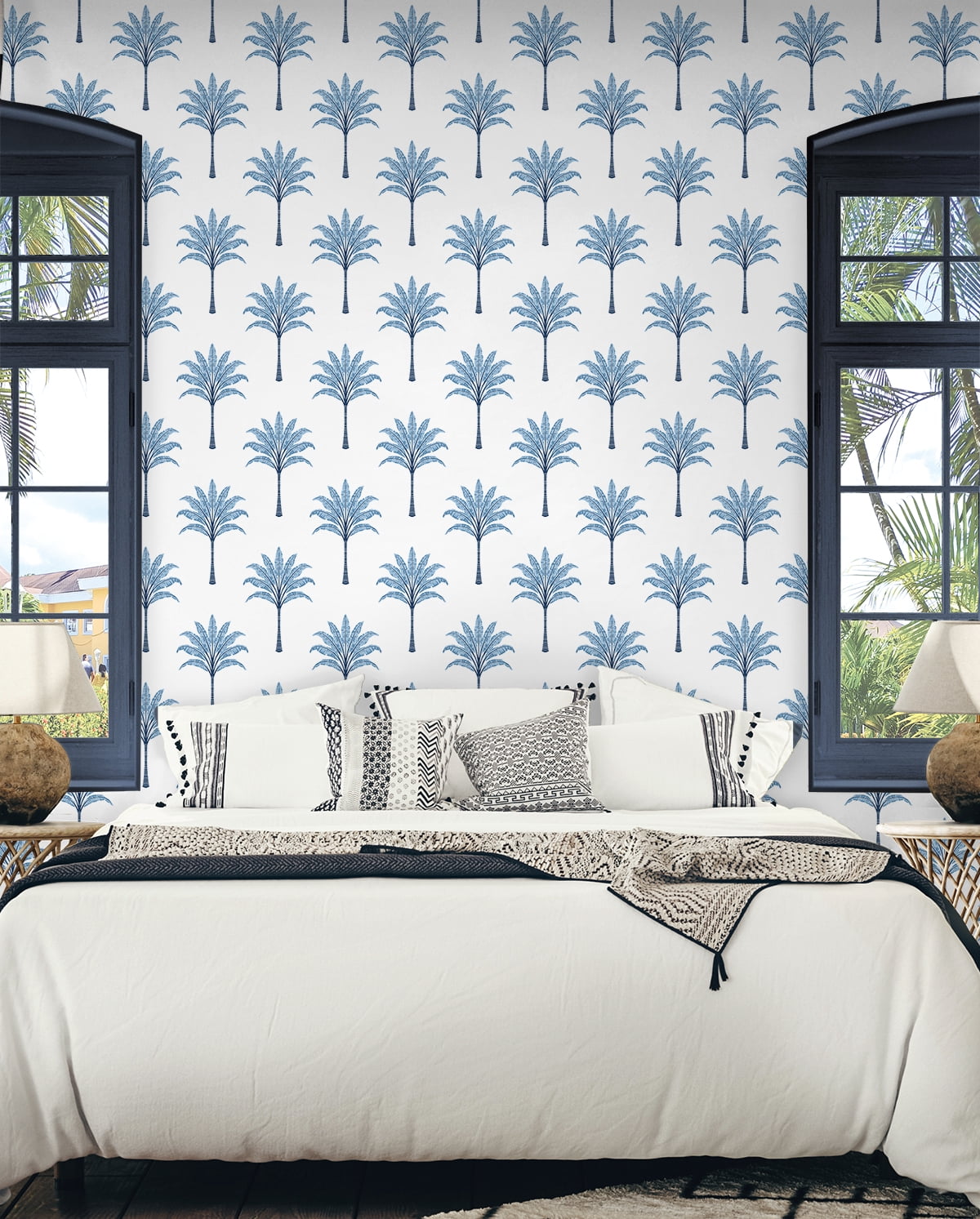 Harry & Grace Blue Lake Montgomery Palm Peel and Stick Wallpaper
