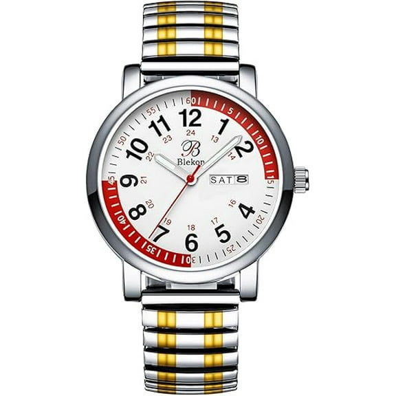 Blekon Original Nurse Watch - Multiple Color Stretch Bands, Easy Read Dial and Pulsometer, Second Hand, Water Resistant Watch