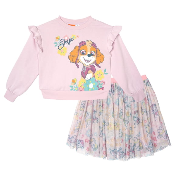 Paw Patrol Toddler Girls' Sweatshirt and Tulle Skirt Set Skye Pink