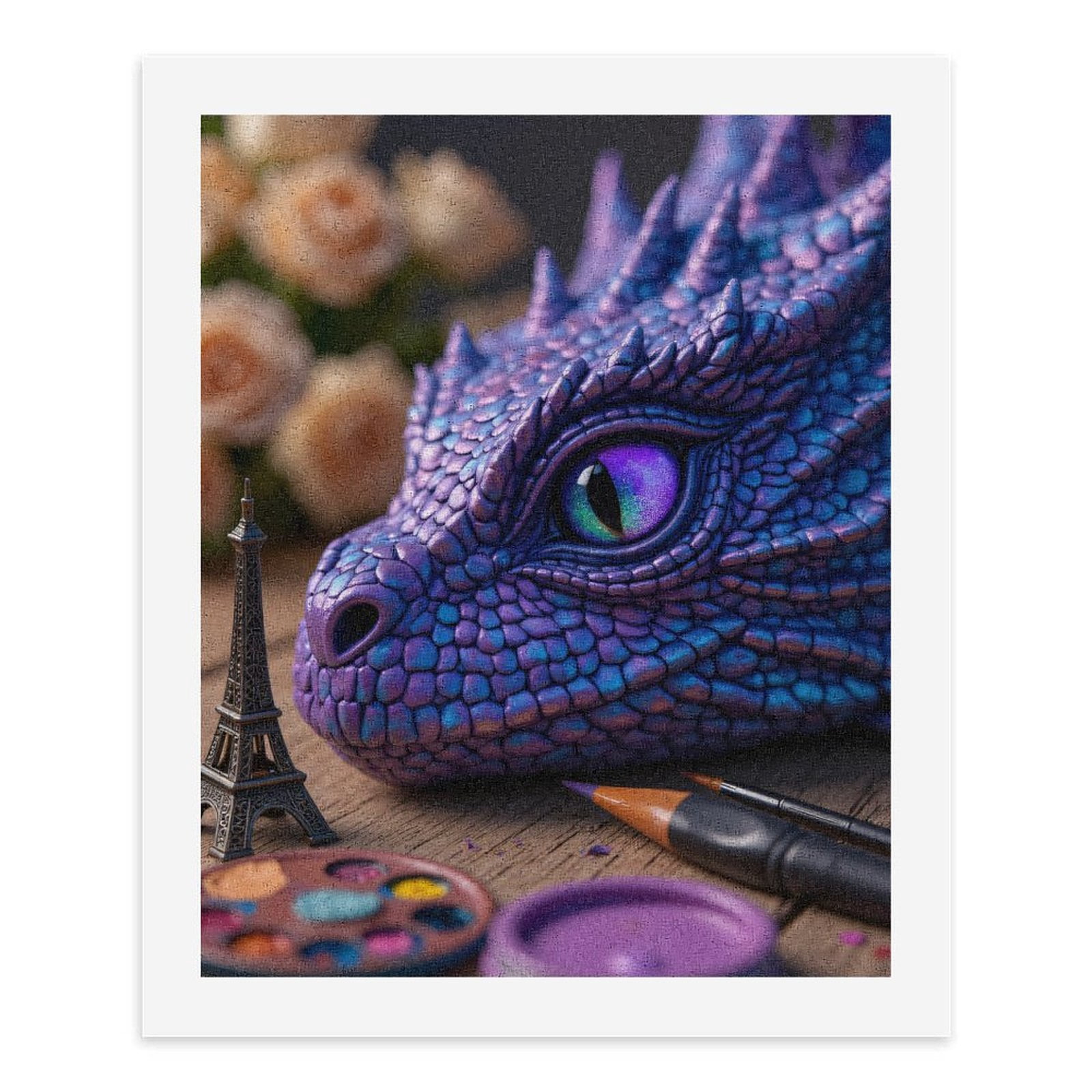 Paint By Numbers Kit for Adults Beginner - Purple Dragon Art Eiffel Tower DIY Canvas Painting Kits for Adults, Frameless Paint By Number for Adults for Home Wall Decor 16x20 Inch