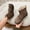 Brown, variant on LSLJS Women's Flats Ankle Boots, Women's New Fashion Back Zipper Bow Round Head Snow Boots Women's Flat Short Cotton Shoes