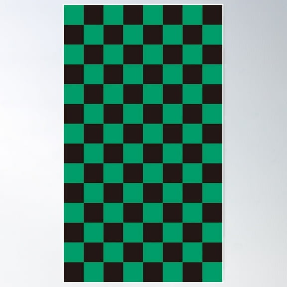 Green And Black Check Pattern Poster Wall Art, Modern Wall Decor For Living Room Bedroom, 8x12 UNFRAMED