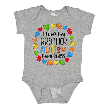 

Inktastic I Love My Brother Autism Awareness Gift Baby Boy or Baby Girl Bodysuit