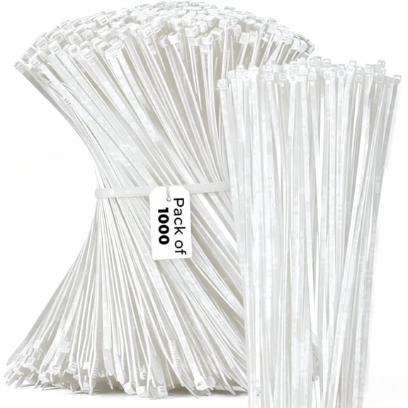 8 Inch Zip Cable Ties (1000 Pieces) with 40 lb Tensile Strength, White Cable Ties, Self-Locking Premium Nylon Cable Wire Ties for indoor and outdoor