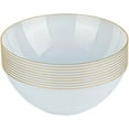 thumbnail image 2 of 12oz Hammered White Plastic Round Bowls with Gold Rim - Disposable Translucent Plastic Soup Bowls, Heavy Duty Salad Bowls, Dessert Bowl, Baby Showers, Weddings, Birthday Party (30), 2 of 3