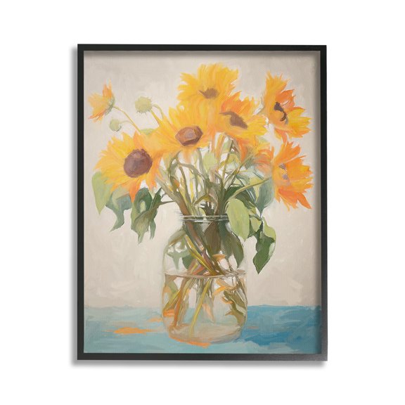 Stupell Industries Classic Sunflower Bouquet Botanical & Floral Painting Black Framed Art Print Wall Art, 24 x 30