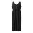 thumbnail image 4 of Sngxgn Women's Casual Loose Sundress Long Dress Sleeveless Split Maxi Dresses Summer Beach Dress with Pockets(Black,L), 4 of 6