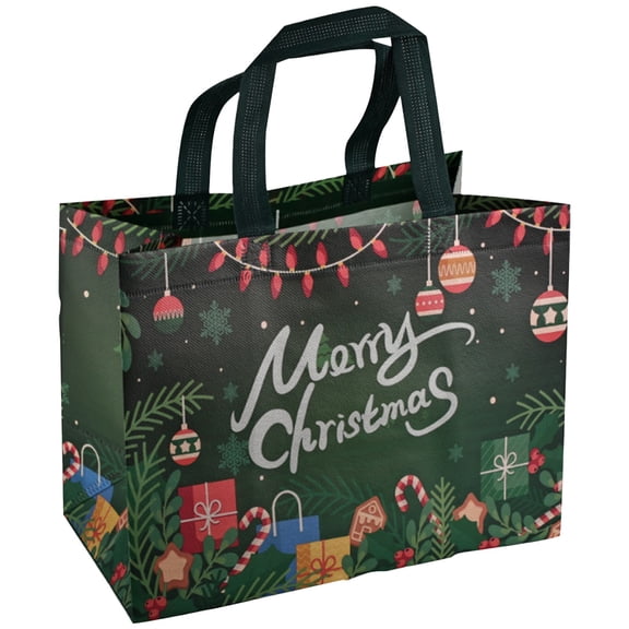 Christmas Reusable Gift Tote, Large Christmas Gift Bag with Handle, Festive Non‑Woven Shopping Bag, Holiday Carry‑Handle Gift Sack, Present‑Holding Carrier, Decorative Holiday Accessory