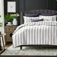 thumbnail image 2 of 6ix Tailors August Stripe Eggplant Reversible Duvet Cover Set Oversized King, 2 of 5