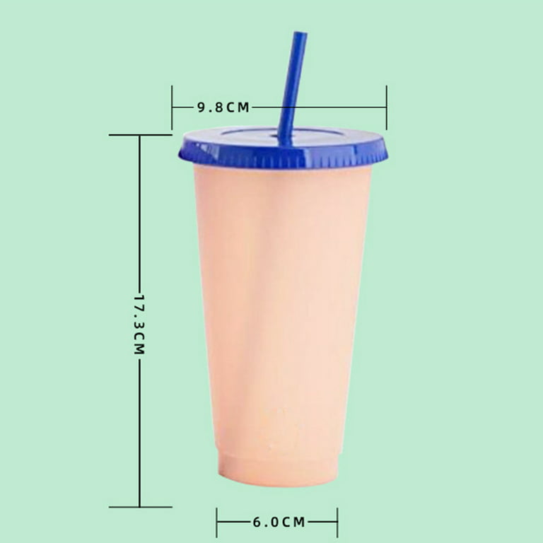 Color Changing Cups with Lids & Straws - 24 oz Cute Reusable Plastic  Tumblers Bulk