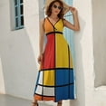 thumbnail image 5 of Mondrian Inspired（4） Womens Night Club Maxi Dress V Neck Sleeveless Bohemia Long Dresses, 5 of 9