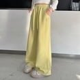 thumbnail image 2 of Ccpelsie Girls Spring Casual Lounge Pants Wide Leg Loose Fit Sweatpants Elastic Waist Drawstring Joggers for Home Comfort(A01-Yellow,6-7 Years), 2 of 7