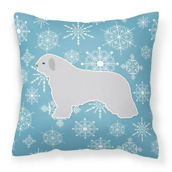 Caroline's Treasures BB3515PW1414 Winter Snowflake Spanish Water Dog Fabric Decorative Pillow , 14Hx14W, multicolor