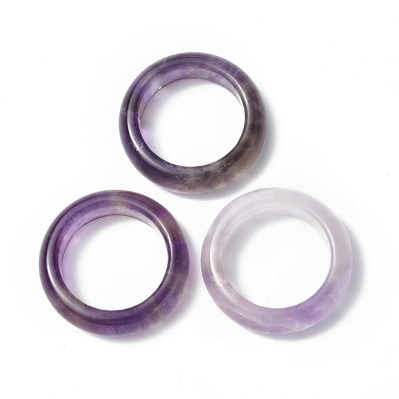 5pc Natural Amethyst Plain Band Ring Gemstone Jewelry for Women US Size 6 1/2(16.9mm)